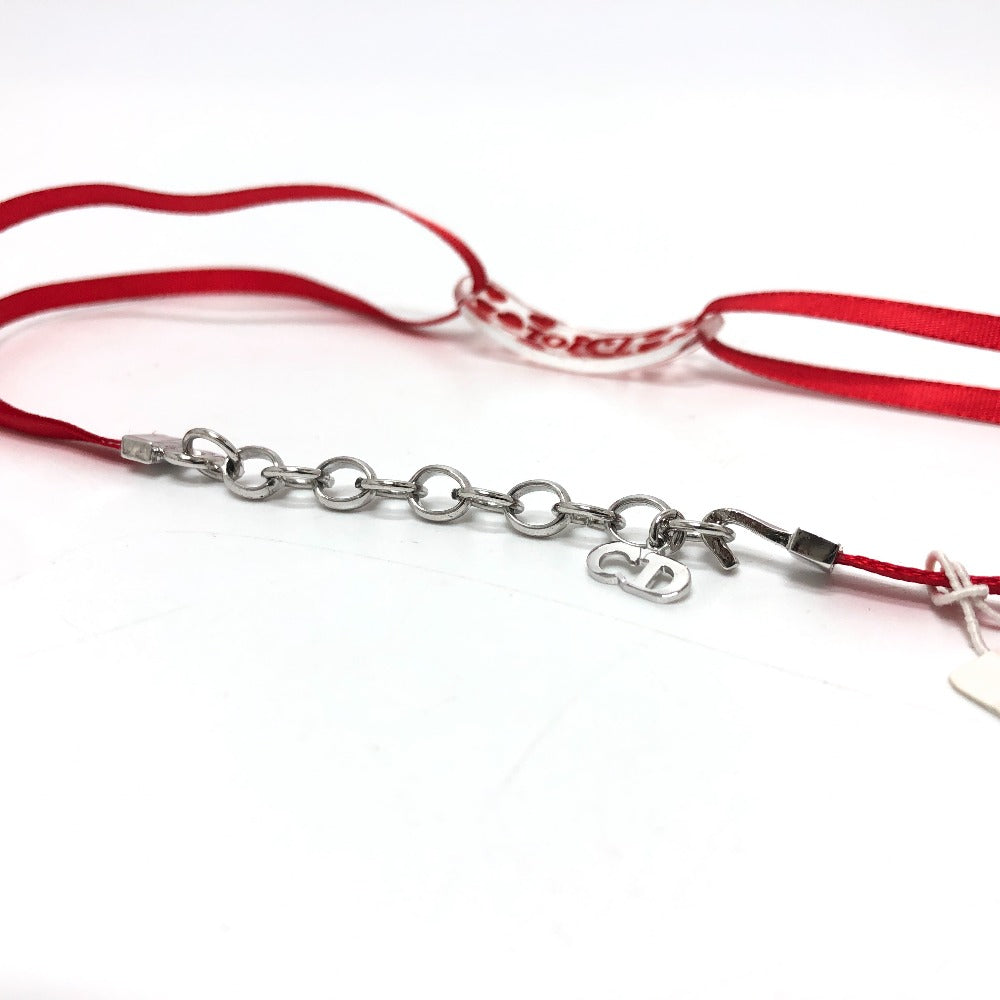 Dior ロゴ ハート プレート アクセサリー 首輪 首飾り チョーカー プラスチック レディース クリア×レッド - brandshop-reference