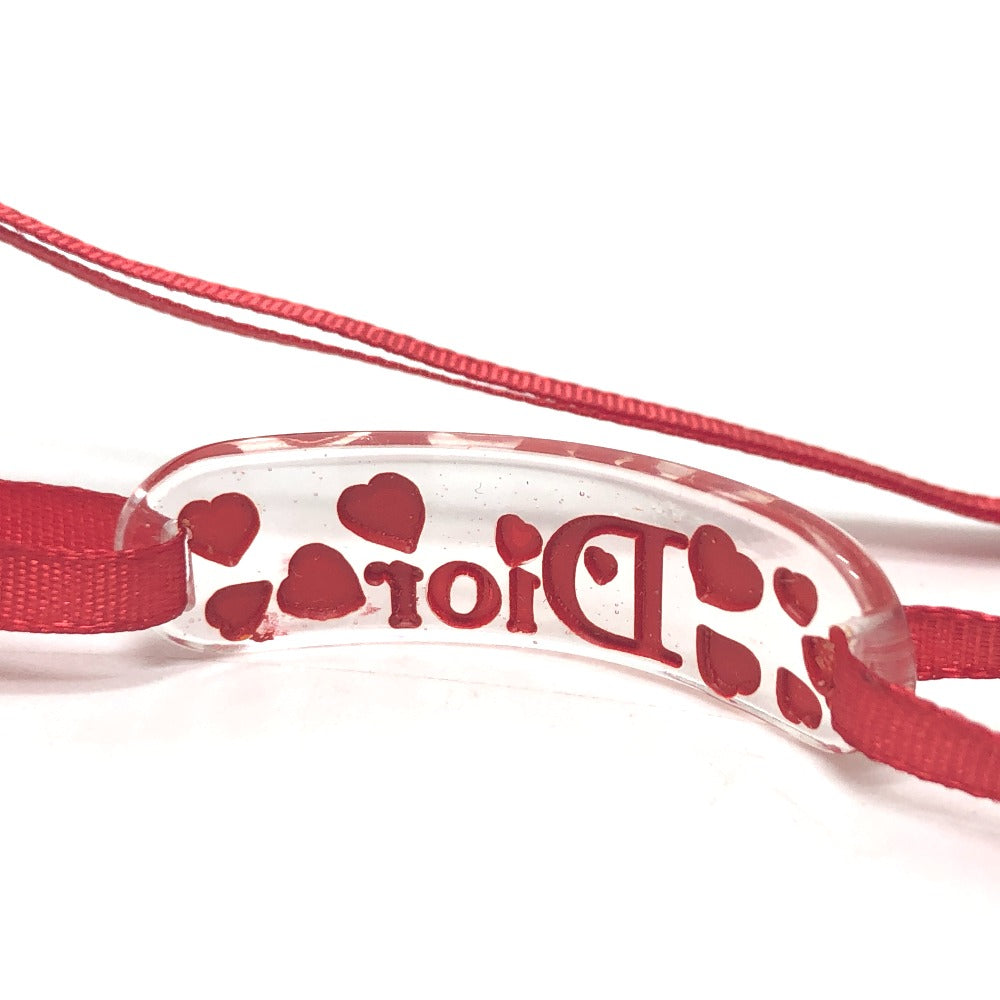 Dior ロゴ ハート プレート アクセサリー 首輪 首飾り チョーカー プラスチック レディース クリア×レッド - brandshop-reference