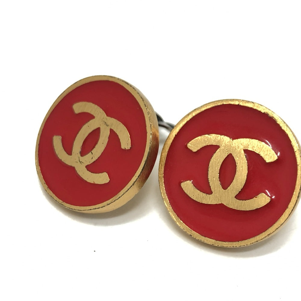 CHANEL 01Ｐ ココマーク アクセサリー ヴィンテージ クリップ式 耳飾り イヤリング メタル レディース レッド×ゴールド - brandshop-reference