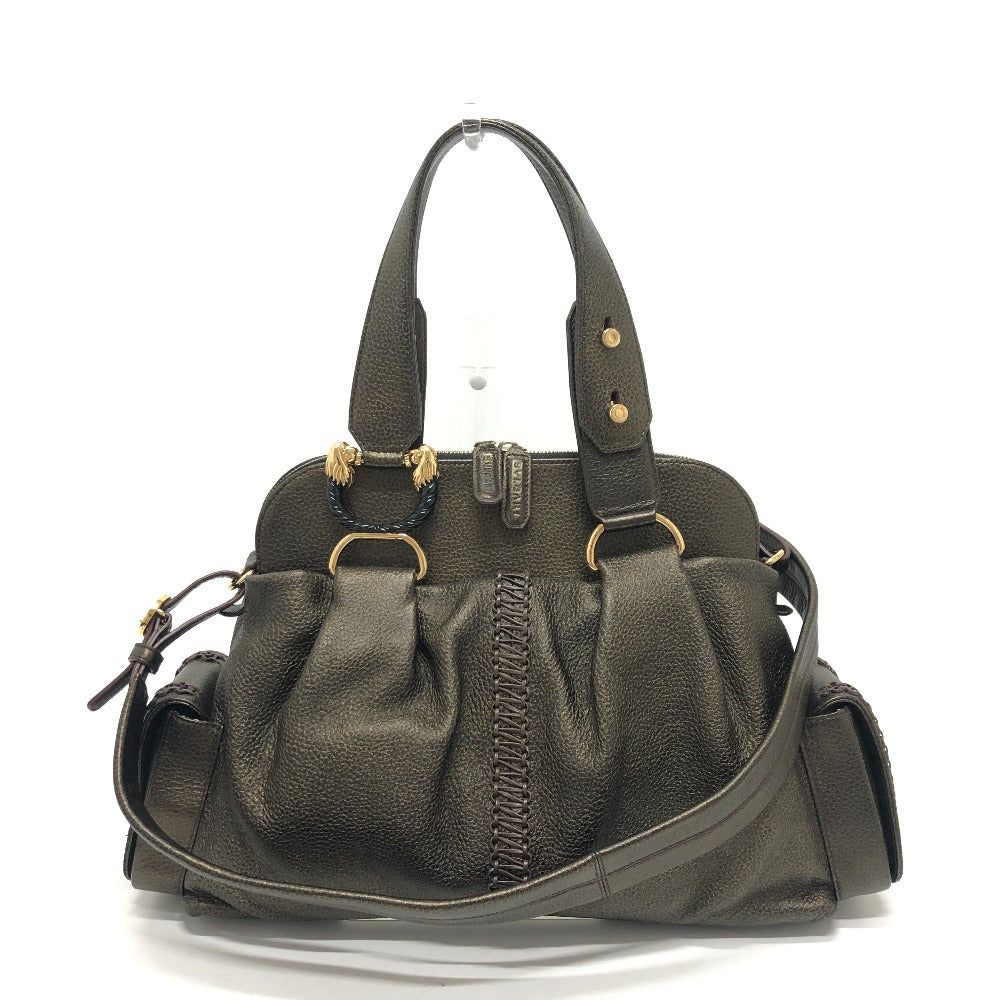 BVLGARI Leoni Bag 2-Way Handbag, Shoulder Bag, Crossbody Bag, Tote Bag, Leather, Women's, Bronze