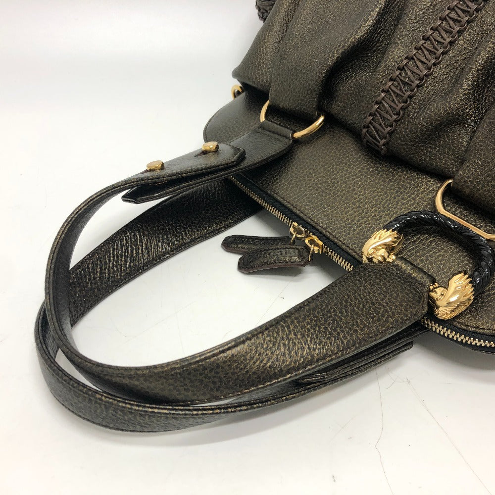 BVLGARI Leoni Bag 2-Way Handbag, Shoulder Bag, Crossbody Bag, Tote Bag, Leather, Women's, Bronze