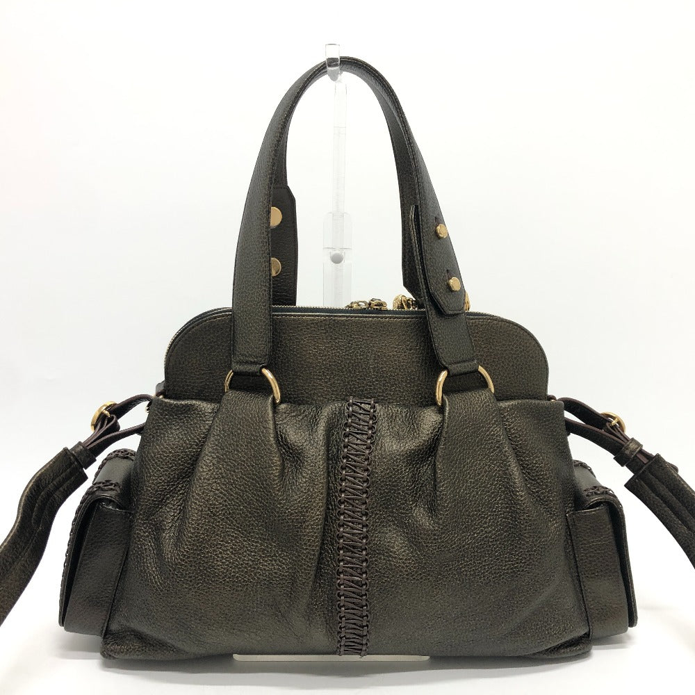 BVLGARI Leoni Bag 2-Way Handbag, Shoulder Bag, Crossbody Bag, Tote Bag, Leather, Women's, Bronze