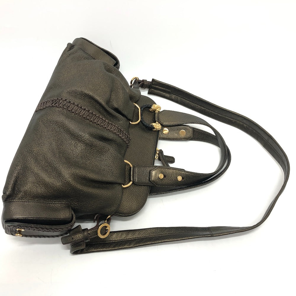 BVLGARI Leoni Bag 2-Way Handbag, Shoulder Bag, Crossbody Bag, Tote Bag, Leather, Women's, Bronze