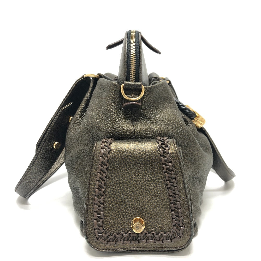 BVLGARI Leoni Bag 2-Way Handbag, Shoulder Bag, Crossbody Bag, Tote Bag, Leather, Women's, Bronze