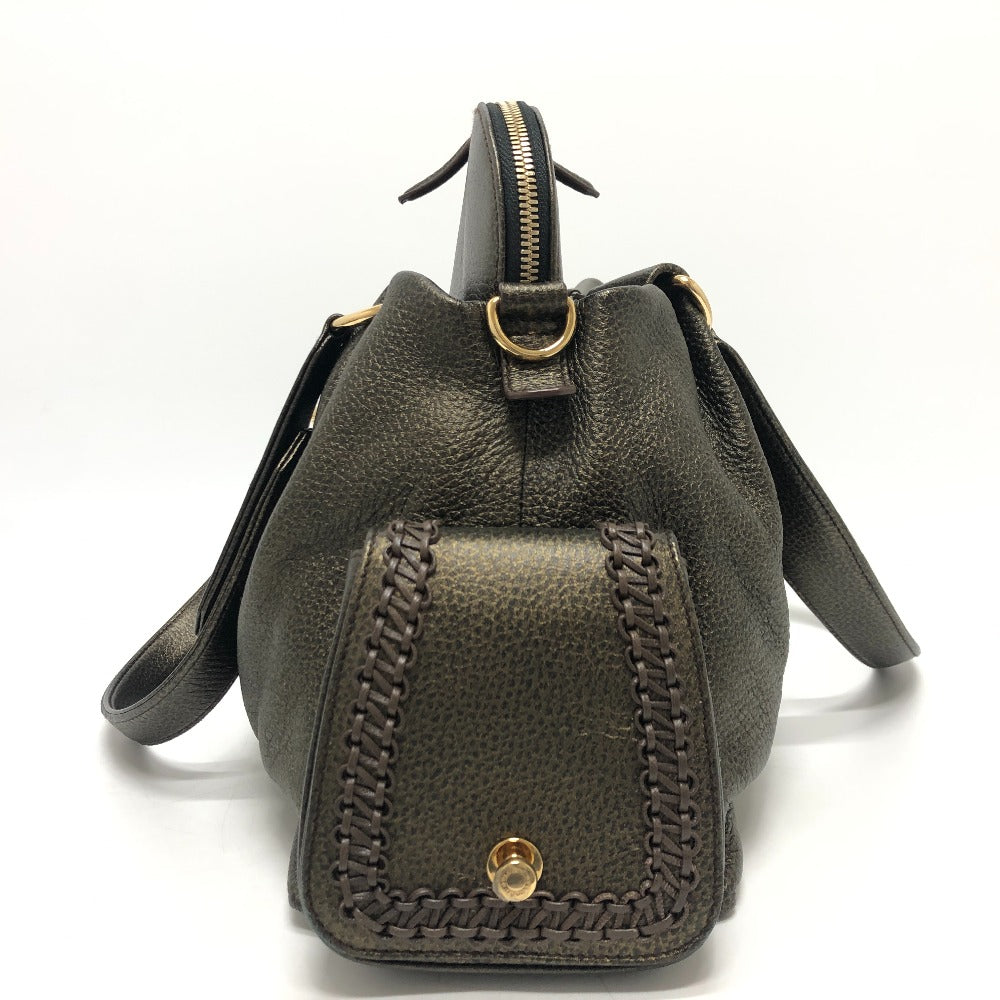 BVLGARI Leoni Bag 2-Way Handbag, Shoulder Bag, Crossbody Bag, Tote Bag, Leather, Women's, Bronze