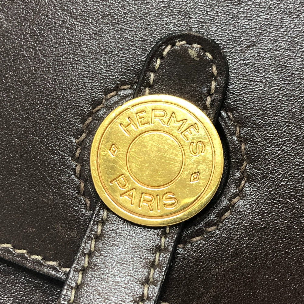 HERMES ドゴン セリエ BOX カバン 小物入れ スクエアクラッチ ミニバッグ パーティーバッグ ポーチ ボックスカーフ レディース ブラウン - brandshop-reference