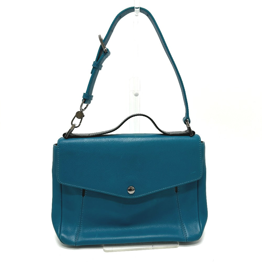 BVLGARI 38639 Flap 2-Way Bag, Handbag, Leather, Women's, Turquoise Blue