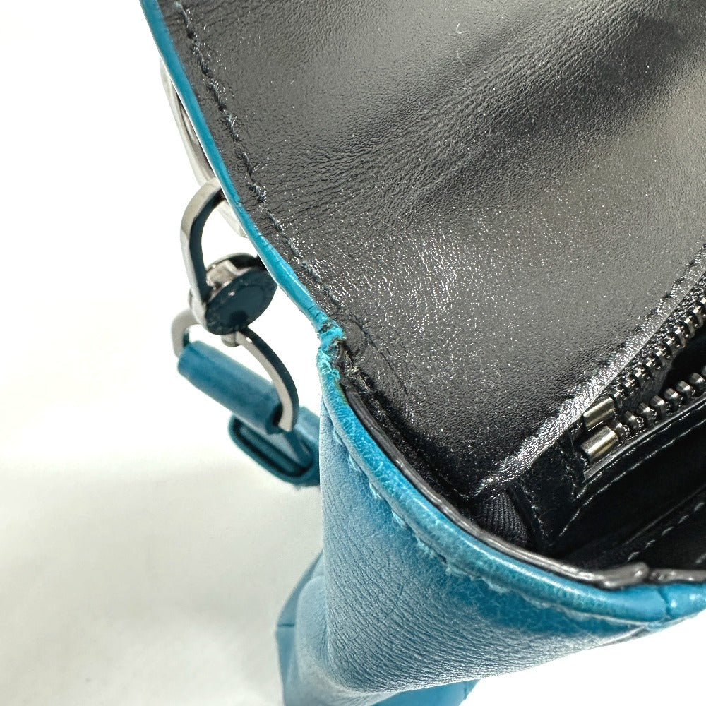 BVLGARI 38639 Flap 2-Way Bag, Handbag, Leather, Women's, Turquoise Blue