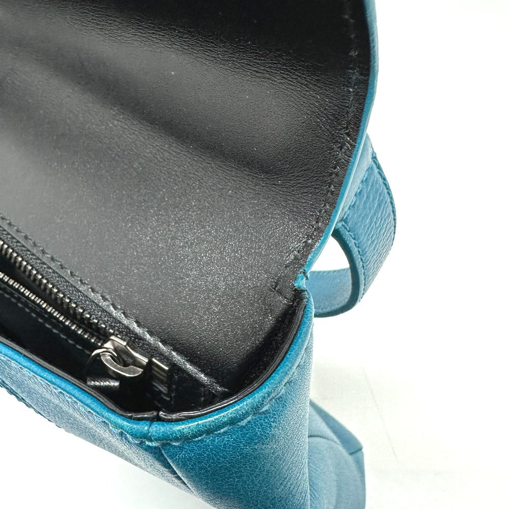 BVLGARI 38639 Flap 2-Way Bag, Handbag, Leather, Women's, Turquoise Blue