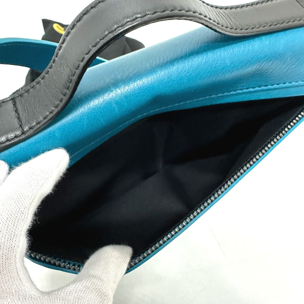 BVLGARI 38639 Flap 2-Way Bag, Handbag, Leather, Women's, Turquoise Blue