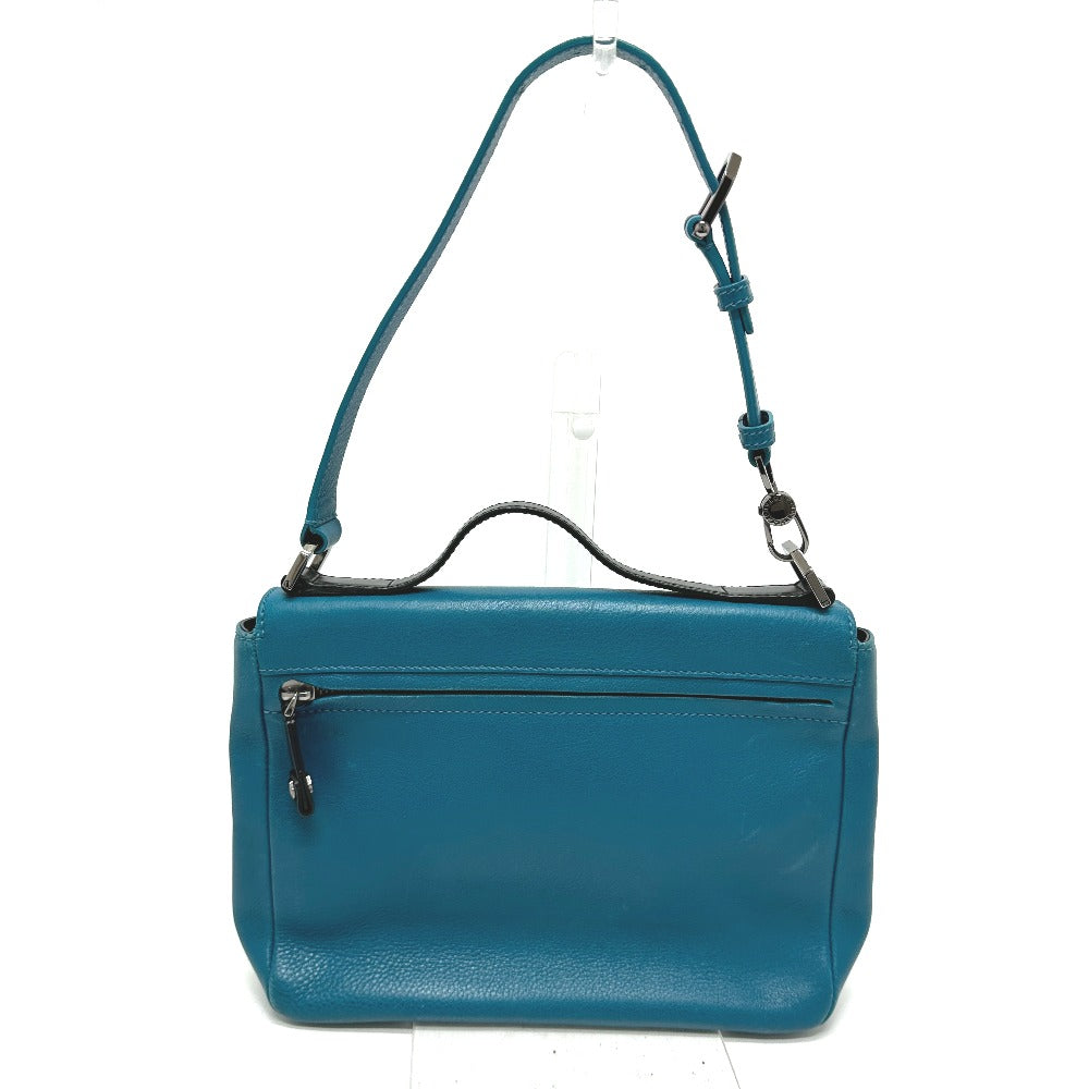 BVLGARI 38639 Flap 2-Way Bag, Handbag, Leather, Women's, Turquoise Blue