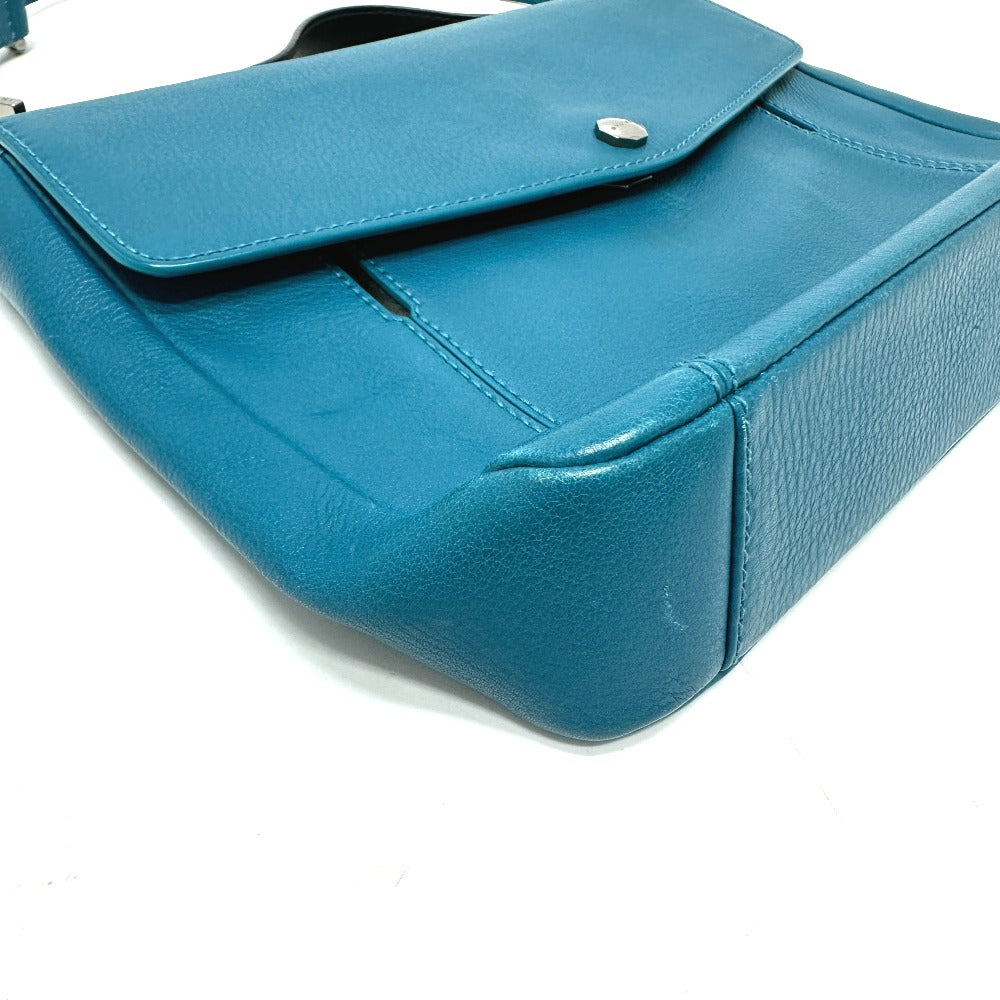 BVLGARI 38639 Flap 2-Way Bag, Handbag, Leather, Women's, Turquoise Blue