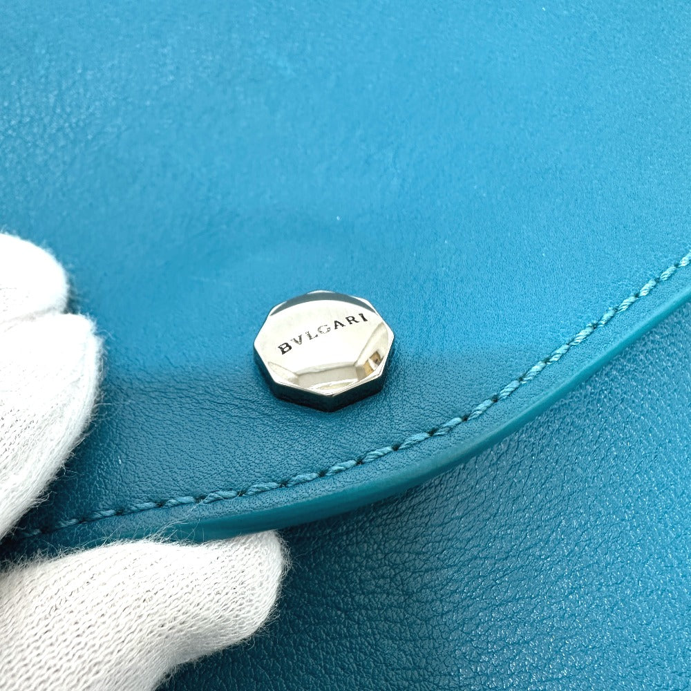 BVLGARI 38639 Flap 2-Way Bag, Handbag, Leather, Women's, Turquoise Blue