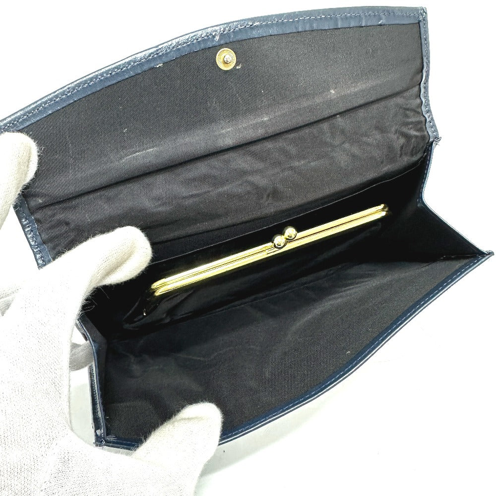 Dior トロッター ジャガード ヴィンテージ フラップ  ロングウォレット がま口 長財布 ジャガード レディース ネイビー - brandshop-reference