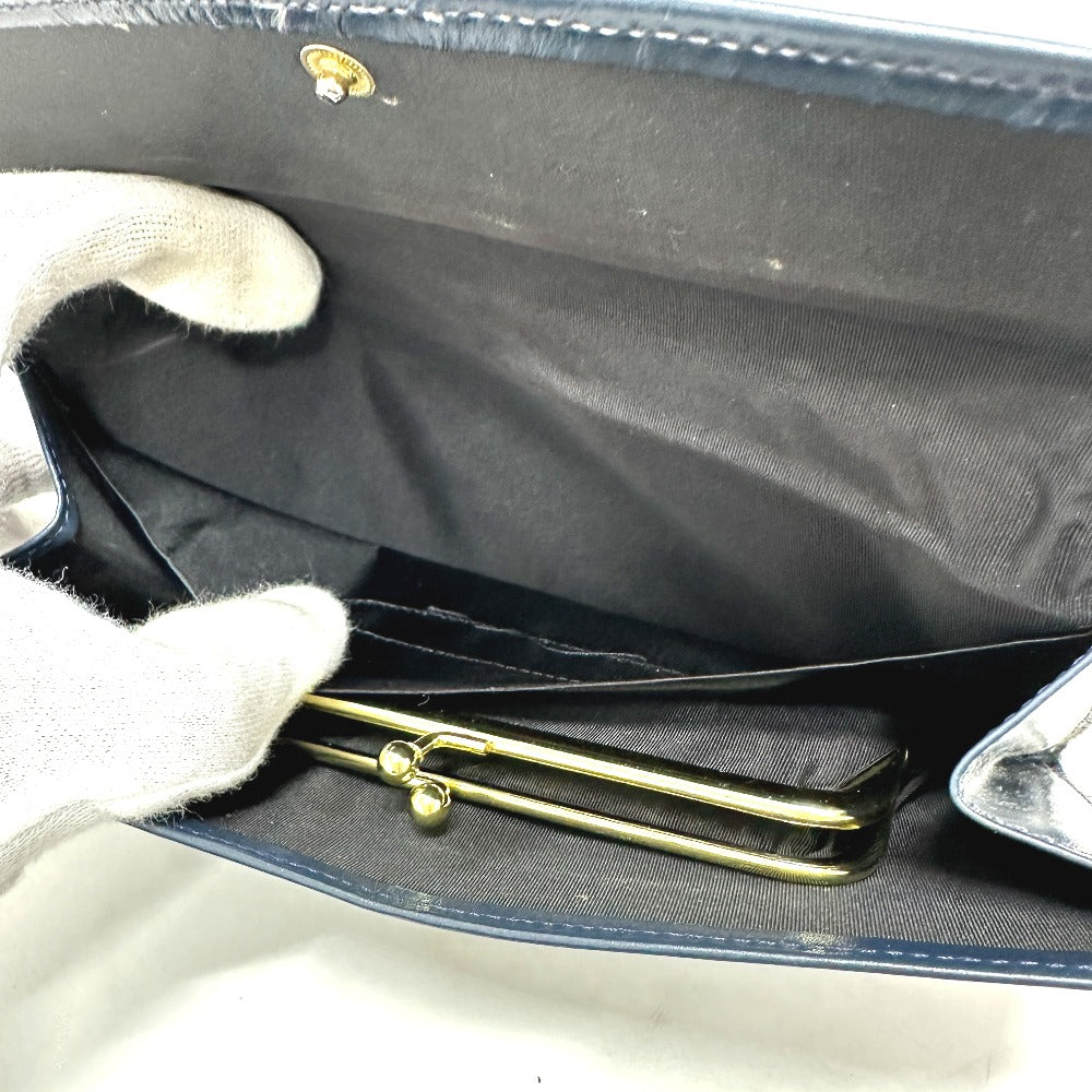 Dior トロッター ジャガード ヴィンテージ フラップ  ロングウォレット がま口 長財布 ジャガード レディース ネイビー - brandshop-reference