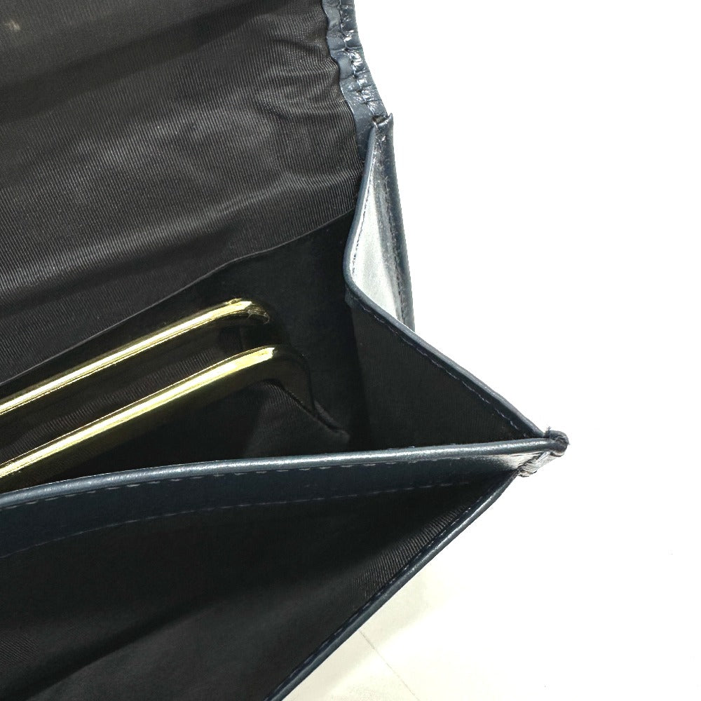 Dior トロッター ジャガード ヴィンテージ フラップ  ロングウォレット がま口 長財布 ジャガード レディース ネイビー - brandshop-reference