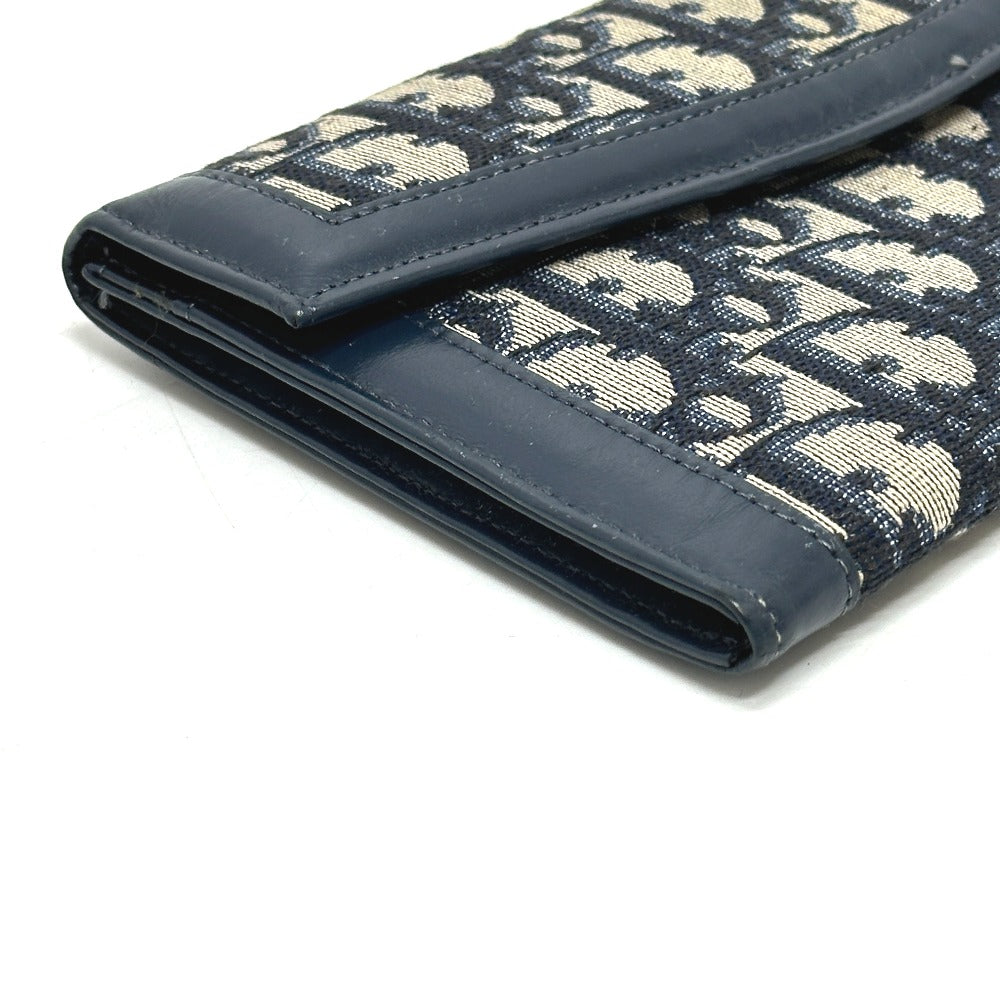 Dior トロッター ジャガード ヴィンテージ フラップ  ロングウォレット がま口 長財布 ジャガード レディース ネイビー - brandshop-reference