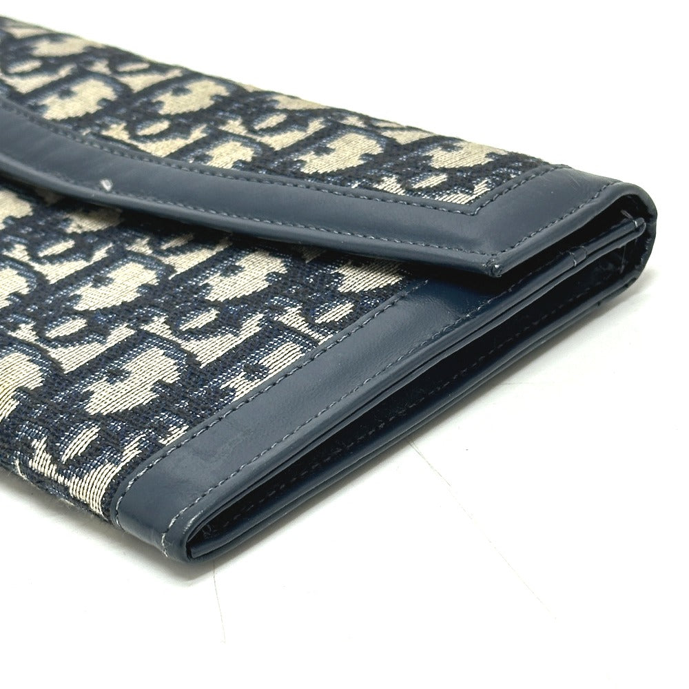 Dior トロッター ジャガード ヴィンテージ フラップ  ロングウォレット がま口 長財布 ジャガード レディース ネイビー - brandshop-reference