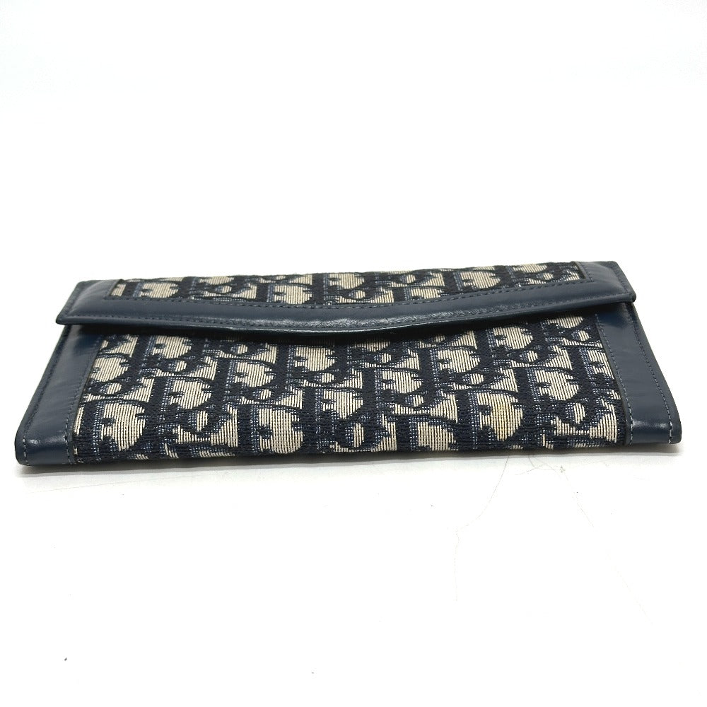 Dior トロッター ジャガード ヴィンテージ フラップ  ロングウォレット がま口 長財布 ジャガード レディース ネイビー - brandshop-reference