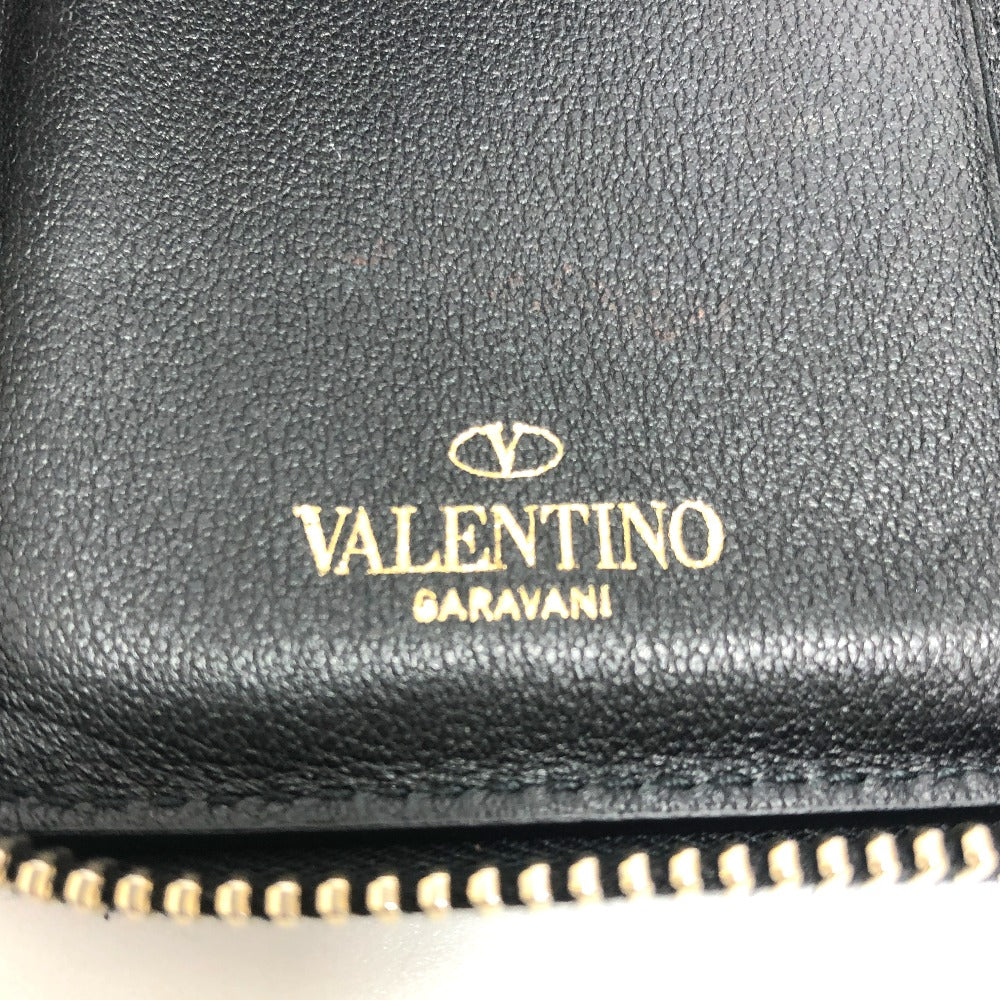 VALENTINO Ｖロゴ 二つ折り財布 ミドルウォレット 小物 2つ折り財布 レザー ユニセックス ブラック - brandshop-reference