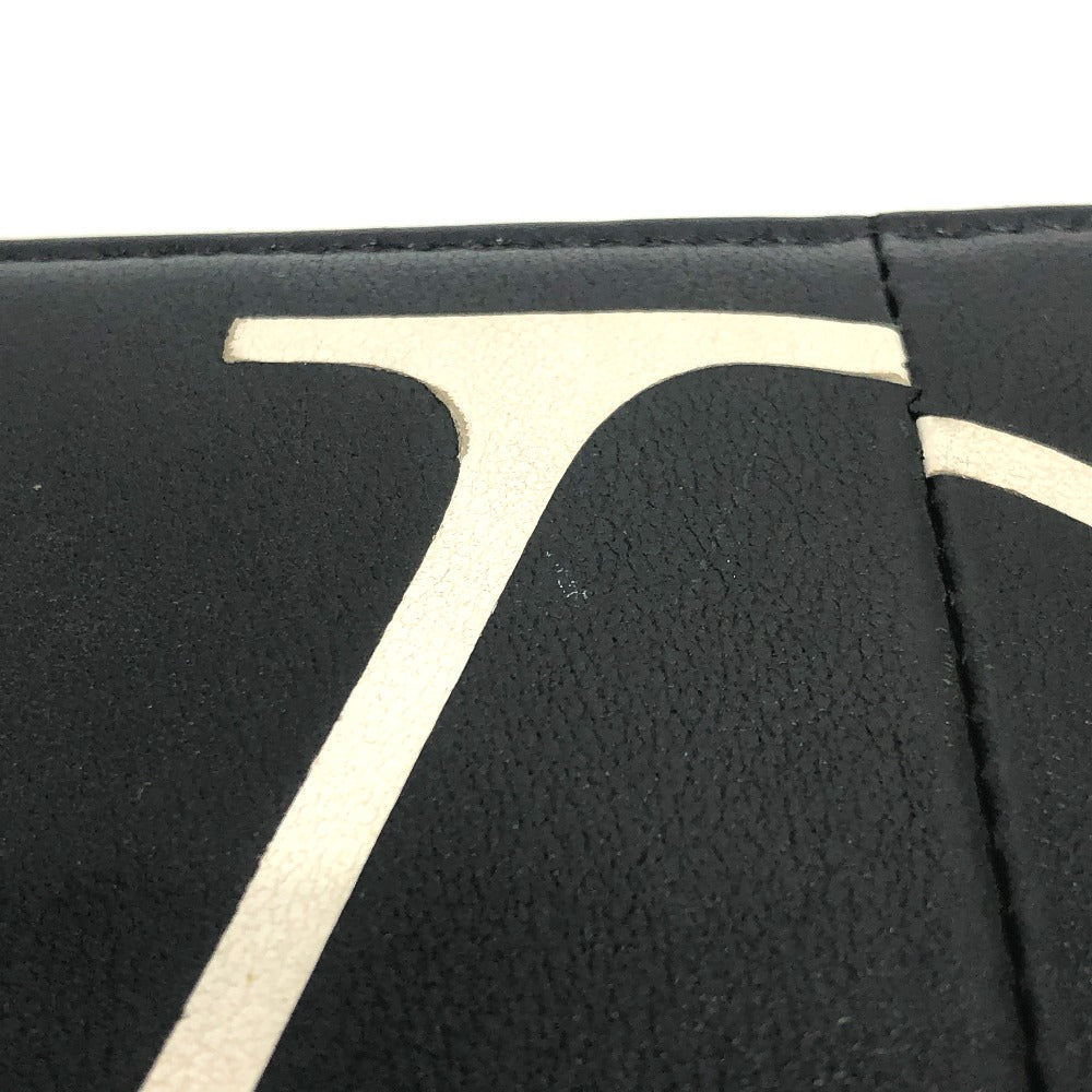 VALENTINO Ｖロゴ 二つ折り財布 ミドルウォレット 小物 2つ折り財布 レザー ユニセックス ブラック - brandshop-reference