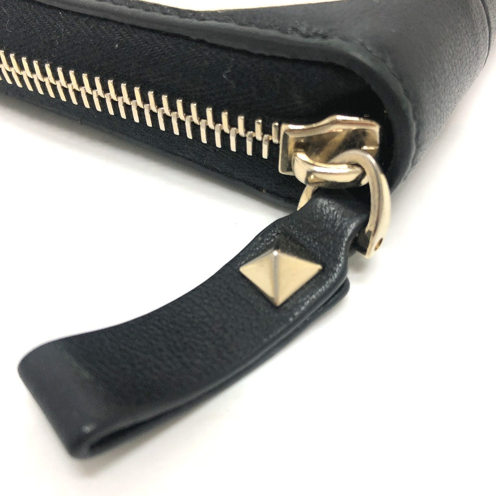 VALENTINO Ｖロゴ 二つ折り財布 ミドルウォレット 小物 2つ折り財布 レザー ユニセックス ブラック - brandshop-reference