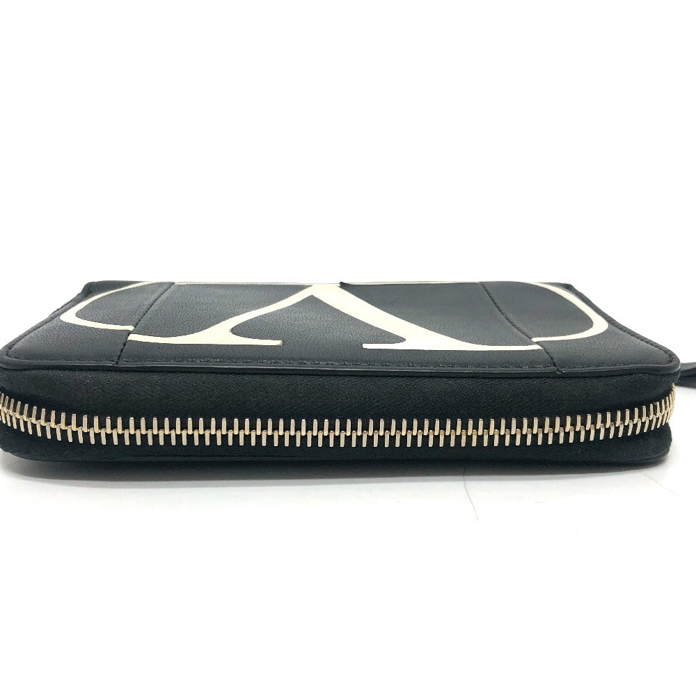 VALENTINO Ｖロゴ 二つ折り財布 ミドルウォレット 小物 2つ折り財布 レザー ユニセックス ブラック - brandshop-reference