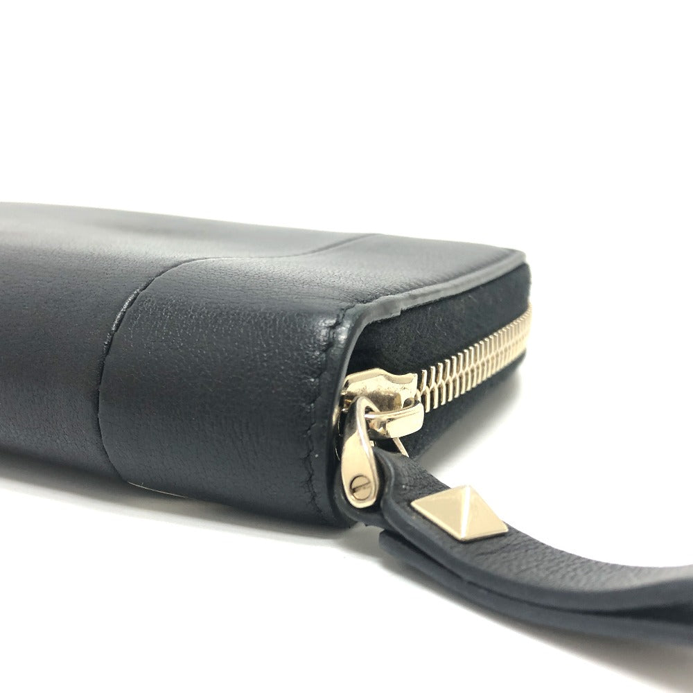 VALENTINO Ｖロゴ 二つ折り財布 ミドルウォレット 小物 2つ折り財布 レザー ユニセックス ブラック - brandshop-reference