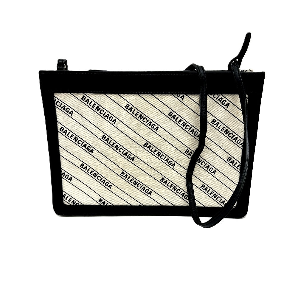 BALENCIAGA ショルダーバッグ アイボリー/ブラック キャンバス/レザー BALENCIAGA / ADIDAS 並行輸入 バレンシアガ ショルダーバッグ