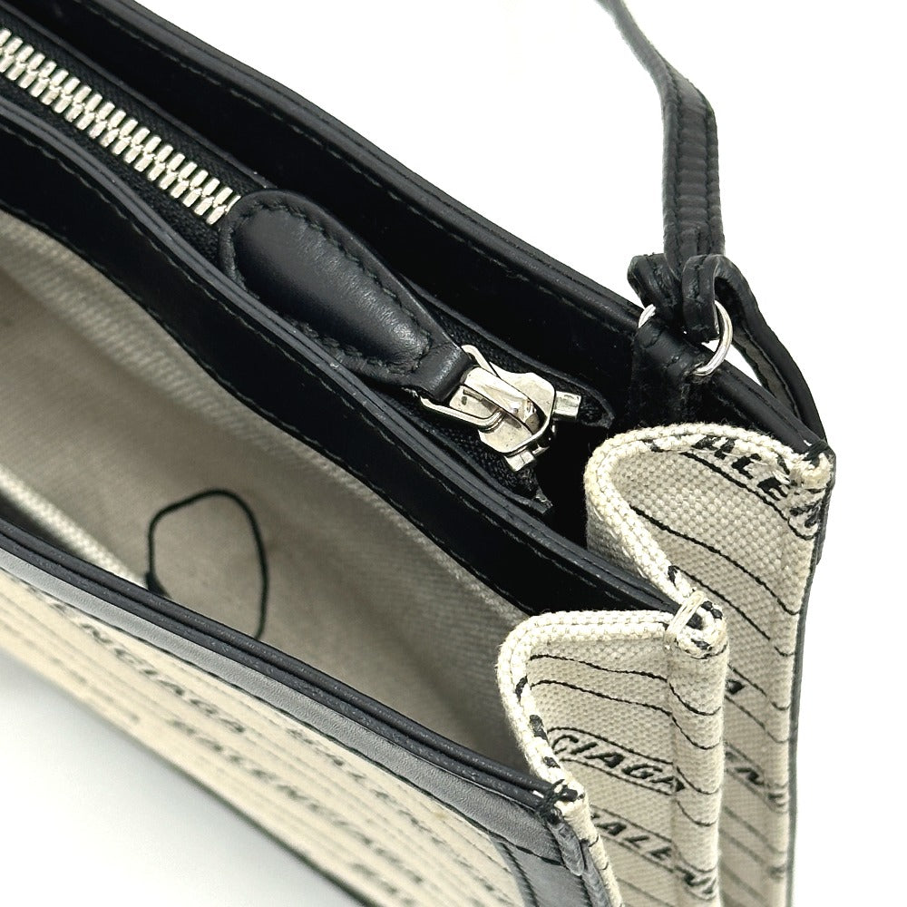 BALENCIAGA 528147 総柄 ポシェット カバン 斜め掛け 肩掛け ショルダーバッグ レザー/キャンバス レディース ホワイト×ブラック - brandshop-reference