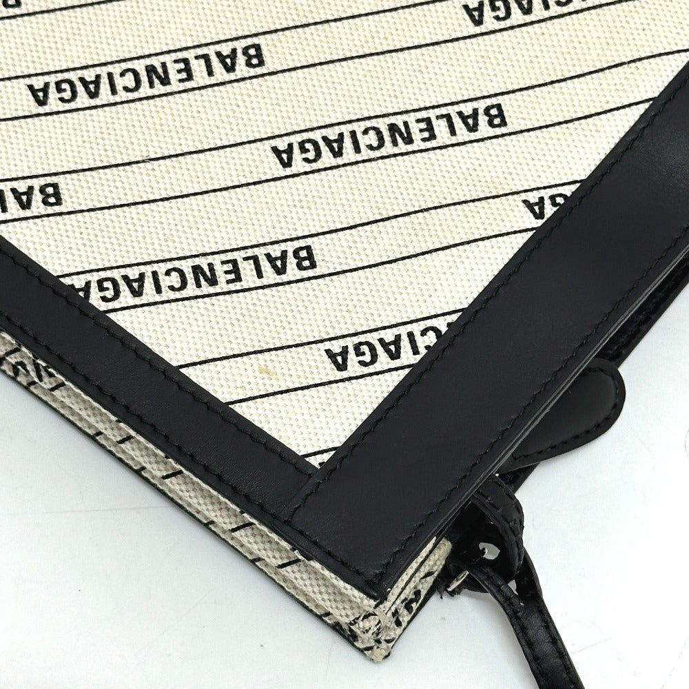 BALENCIAGA 528147 総柄 ポシェット カバン 斜め掛け 肩掛け ショルダーバッグ レザー/キャンバス レディース ホワイト×ブラック - brandshop-reference