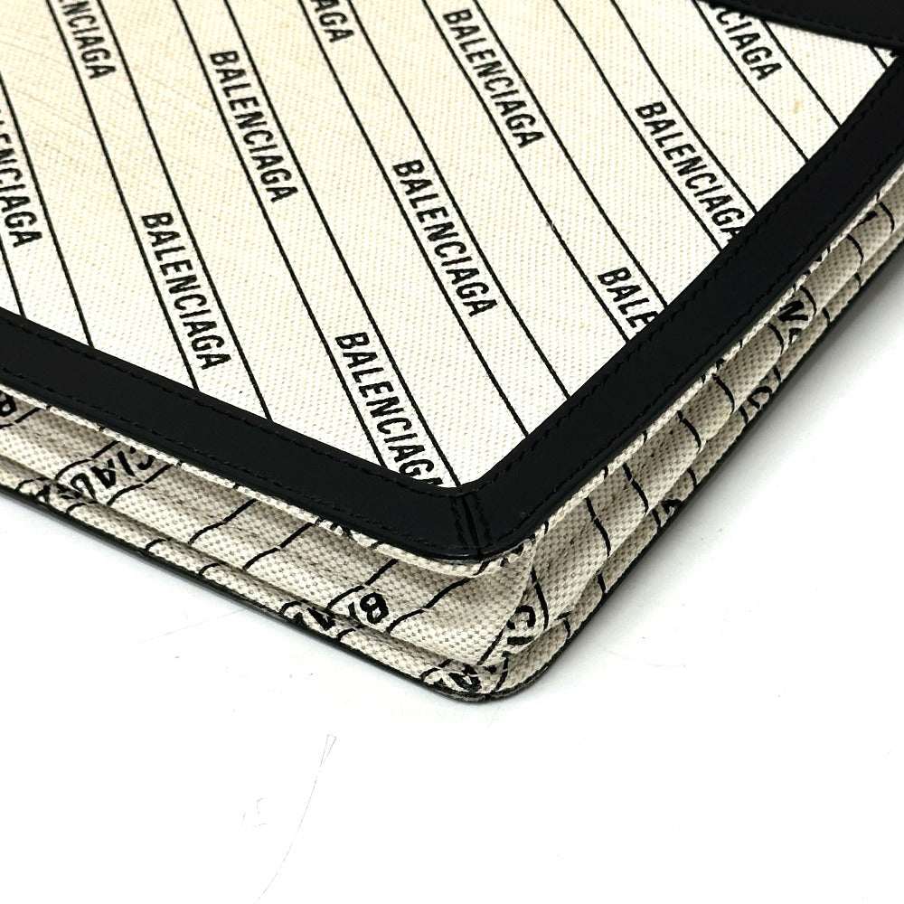 BALENCIAGA 528147 総柄 ポシェット カバン 斜め掛け 肩掛け ショルダーバッグ レザー/キャンバス レディース ホワイト×ブラック - brandshop-reference