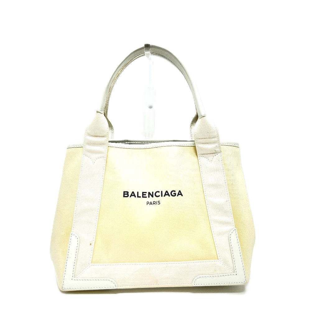 BALENCIAGA 339933 ネイビーカバスS カバン バッグ ハンドバッグ トートバッグ キャンバス/レザー レディース ホワイト - brandshop-reference