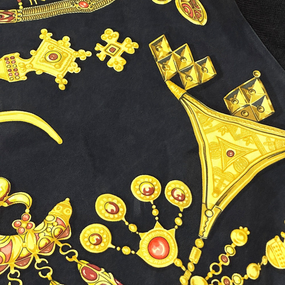 HERMES ヴィンテージ ツイルレーヌ アパレル 長袖シャツ シルク レディース ブラック×ゴールド - brandshop-reference