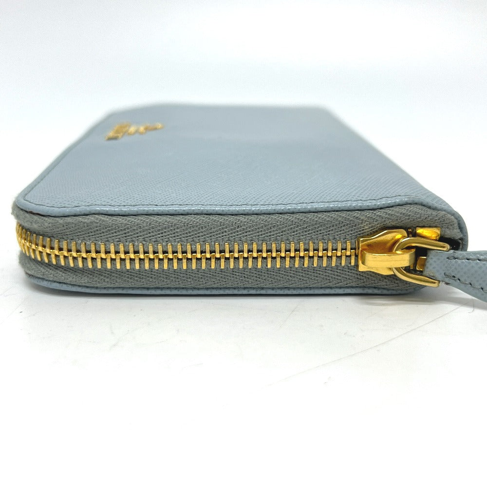 PRADA 1M0506 ロゴ ラウンドファスナー 長財布 財布 ウォレット 長財布 サフィアーノレザ－ レディース ブルー - brandshop-reference