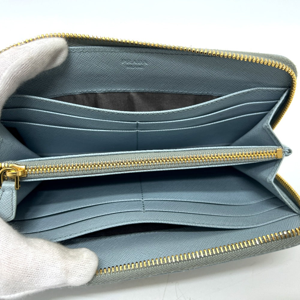 PRADA 1M0506 ロゴ ラウンドファスナー 長財布 財布 ウォレット 長財布 サフィアーノレザ－ レディース ブルー - brandshop-reference