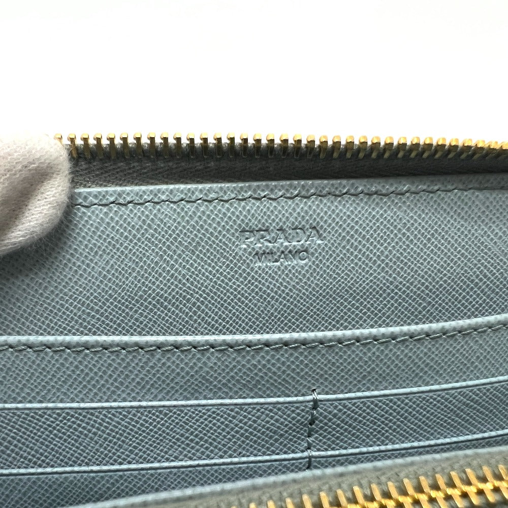 PRADA 1M0506 ロゴ ラウンドファスナー 長財布 財布 ウォレット 長財布 サフィアーノレザ－ レディース ブルー - brandshop-reference