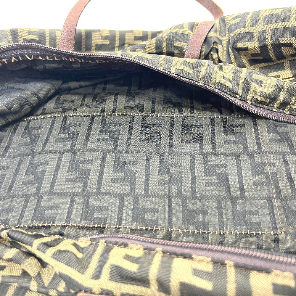 FENDI ズッカ柄 折り畳み カバン バッグ トートバッグ レザー/キャンバス レディース ブラウン - brandshop-reference