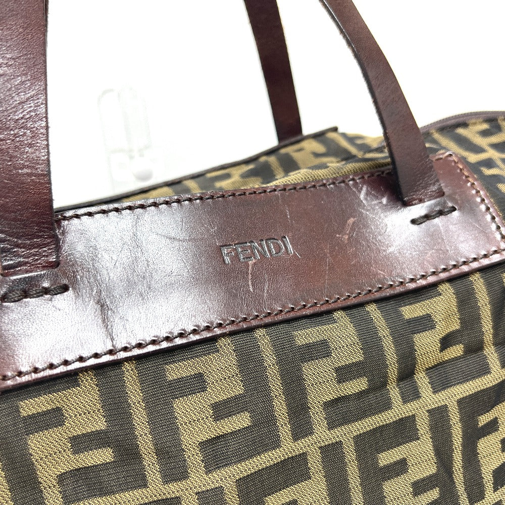 FENDI ズッカ柄 折り畳み カバン バッグ トートバッグ レザー/キャンバス レディース ブラウン - brandshop-reference