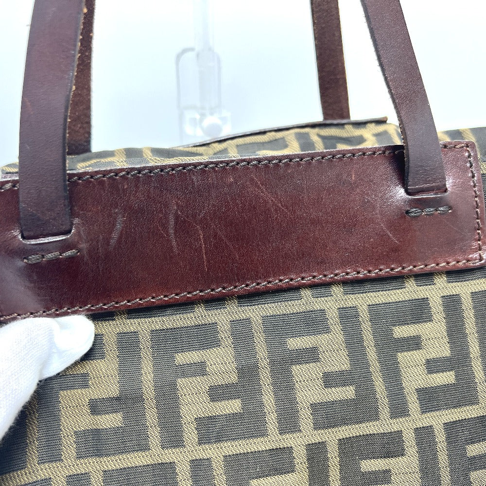 FENDI ズッカ柄 折り畳み カバン バッグ トートバッグ レザー/キャンバス レディース ブラウン - brandshop-reference
