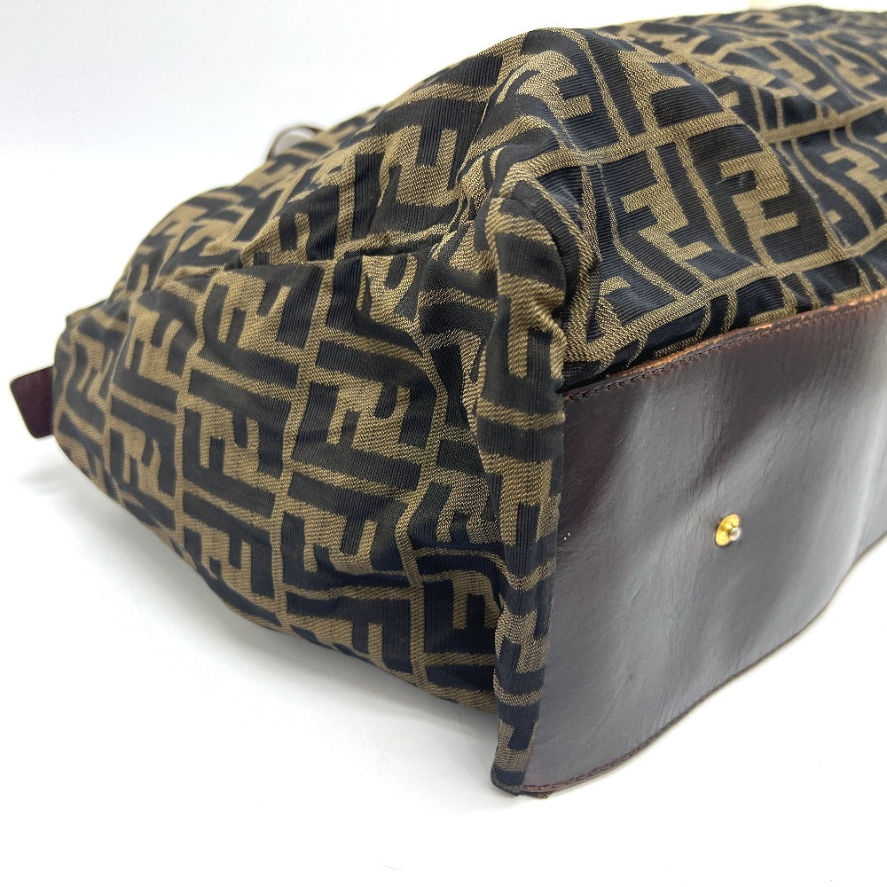 FENDI ズッカ柄 折り畳み カバン バッグ トートバッグ レザー/キャンバス レディース ブラウン - brandshop-reference