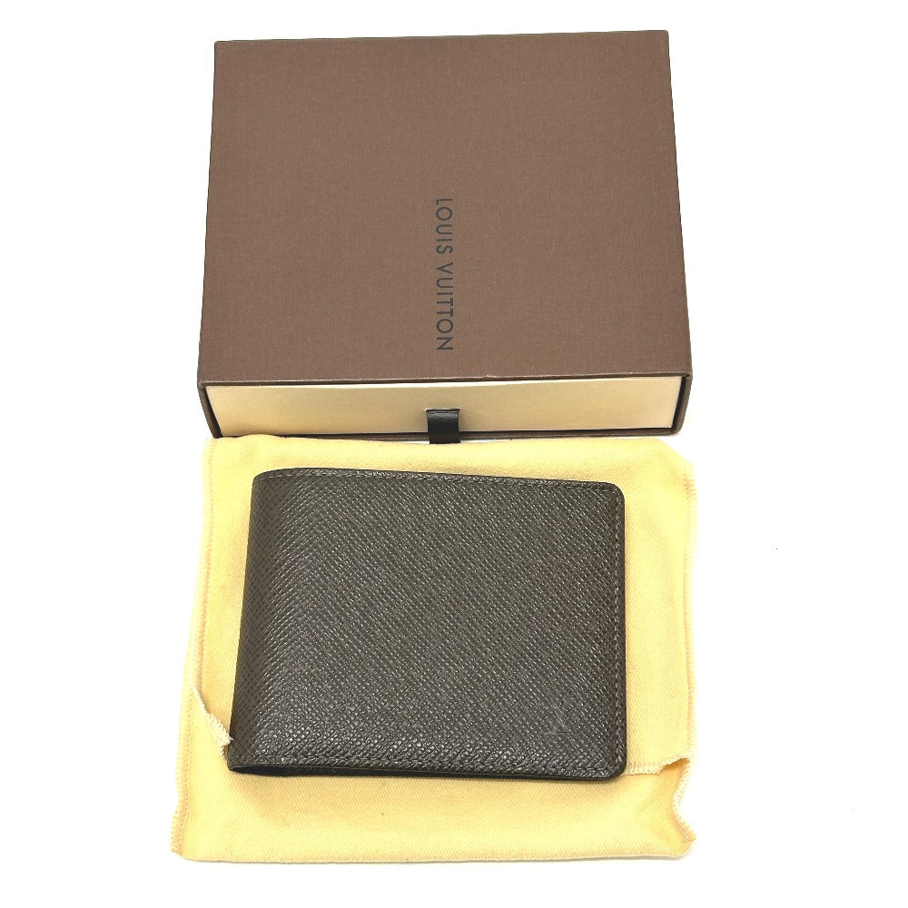 LOUIS VUITTON M30488 Porto Bier 6 Cult Credit Wallet Short Wallet Billfold Bifold Wallet Taiga Leather Men's Grisly