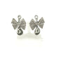 Christian Dior Ribbon Bijou Accessories Rhinestone Earrings Metal Women's Silver