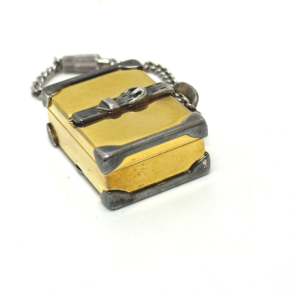 GUCCI Old Gucci Trunk Keychain Bag Charm Metal Women's Gold and Silver