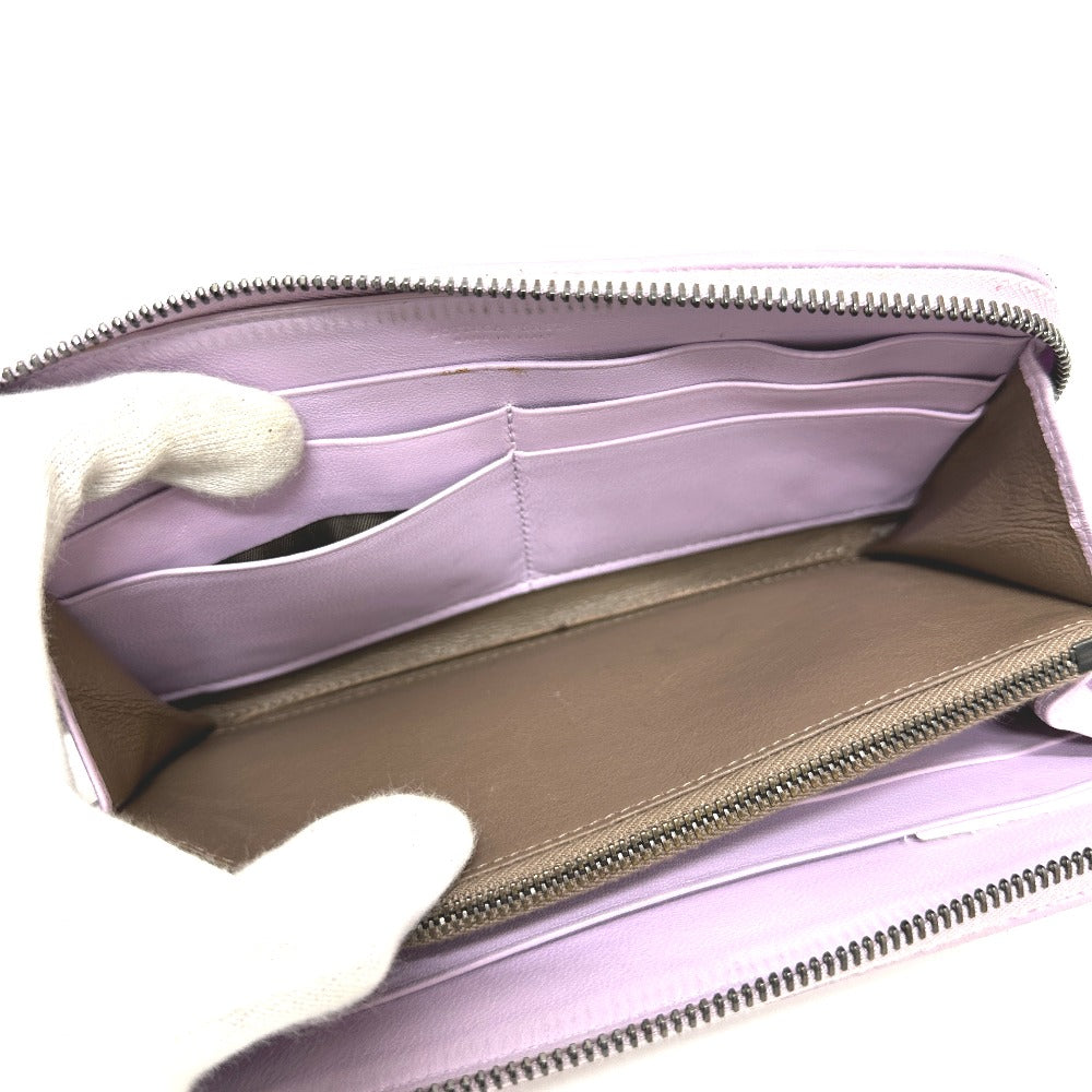 BOTTEGA VENETA 114076 Intrecciato Wallet Round Zipper Wallet Long Wallet Leather Women's Purple