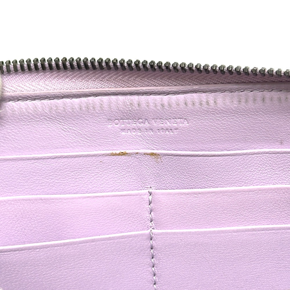 BOTTEGA VENETA 114076 Intrecciato Wallet Round Zipper Wallet Long Wallet Leather Women's Purple