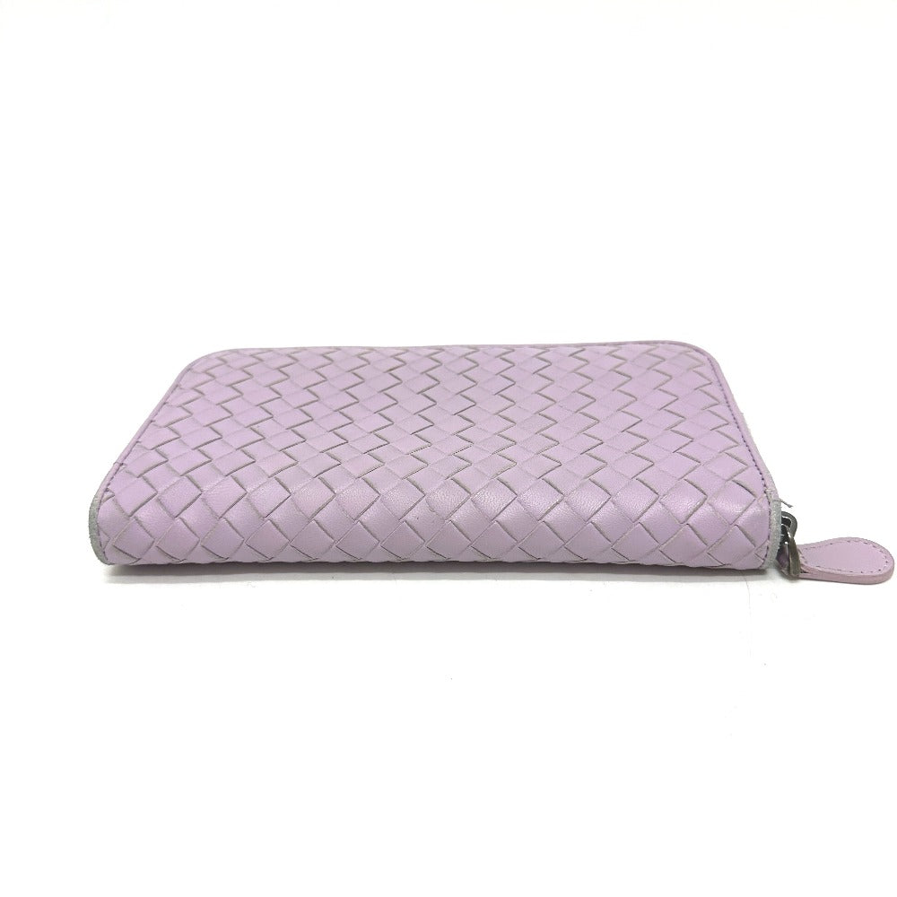 BOTTEGA VENETA 114076 Intrecciato Wallet Round Zipper Wallet Long Wallet Leather Women's Purple