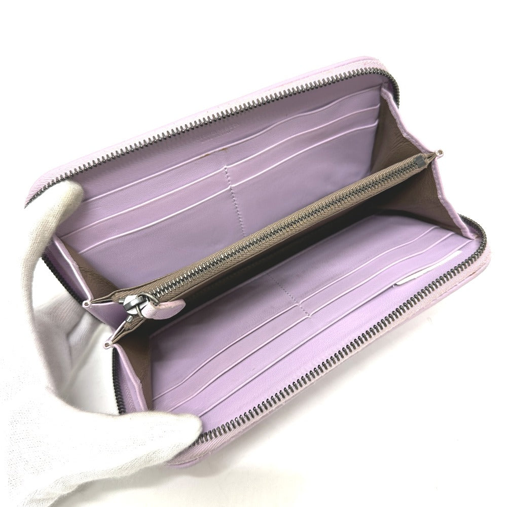 BOTTEGA VENETA 114076 Intrecciato Wallet Round Zipper Wallet Long Wallet Leather Women's Purple