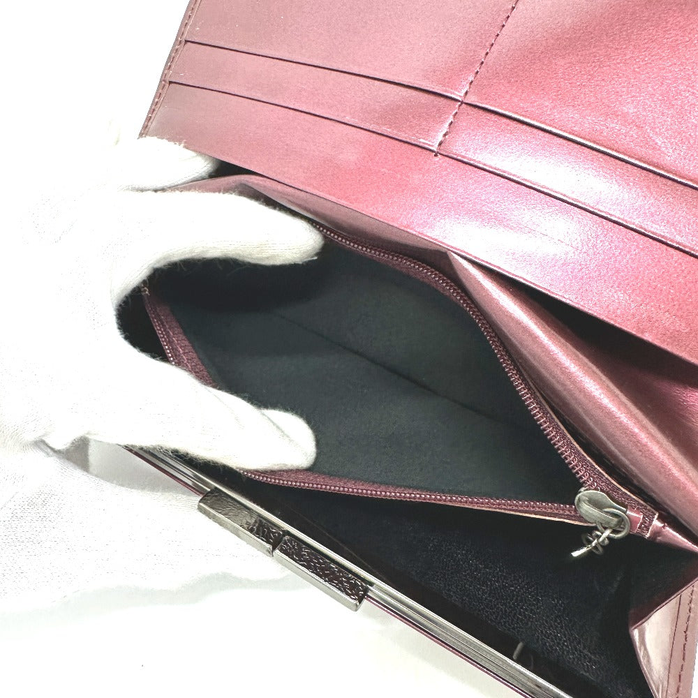 YVES SAINT LAURENT YSL Logo All Over Pattern Wallet Long Wallet Bifold Clasp Long Wallet Leather Women's Wine Red