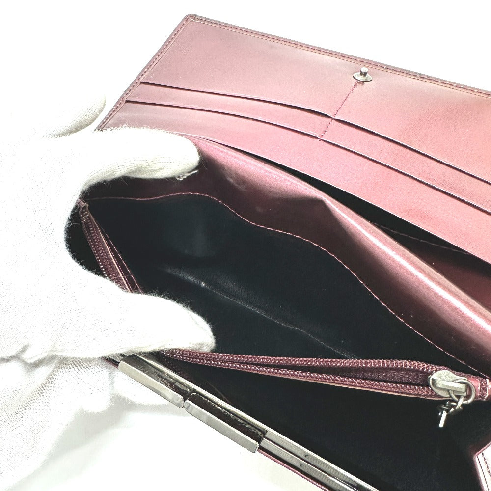 YVES SAINT LAURENT YSL Logo All Over Pattern Wallet Long Wallet Bifold Clasp Long Wallet Leather Women's Wine Red